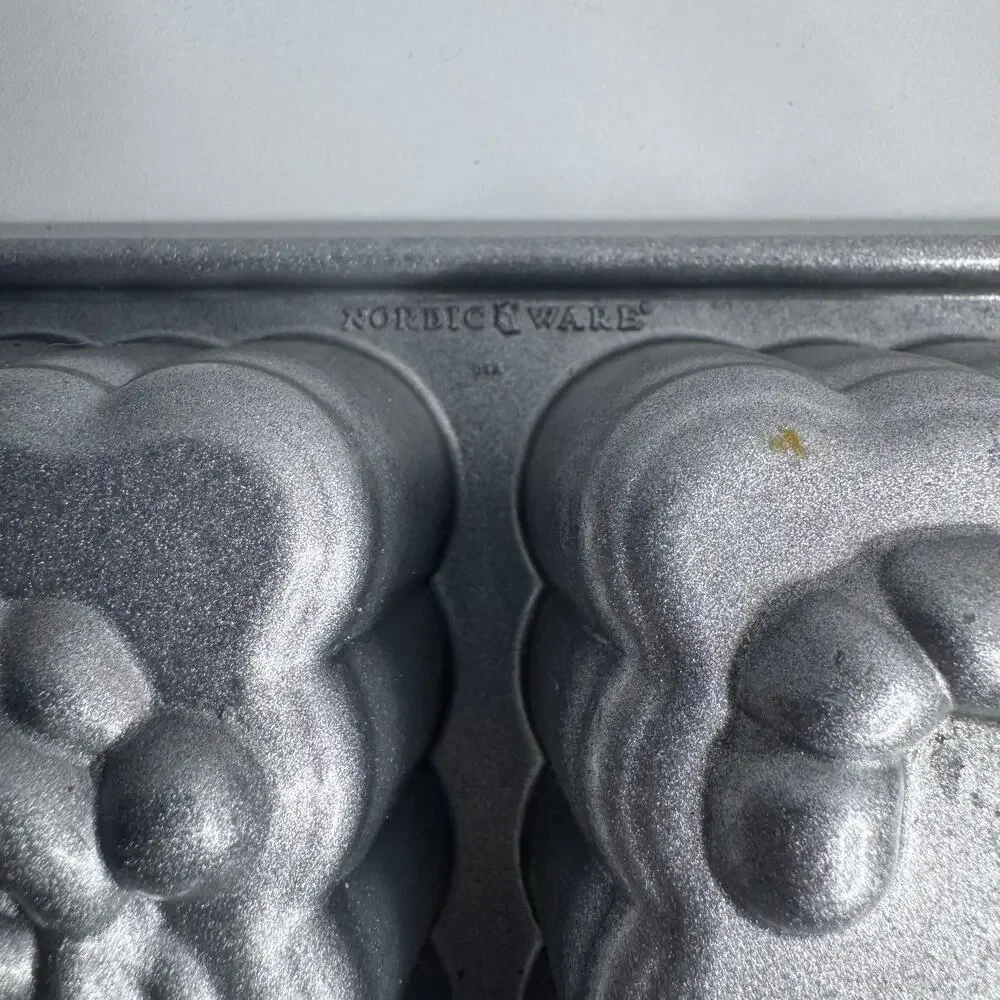 Nordic Ware Holiday Mini Loaf Baking Pan Santa Snowman Candle Christmas 8 Cup